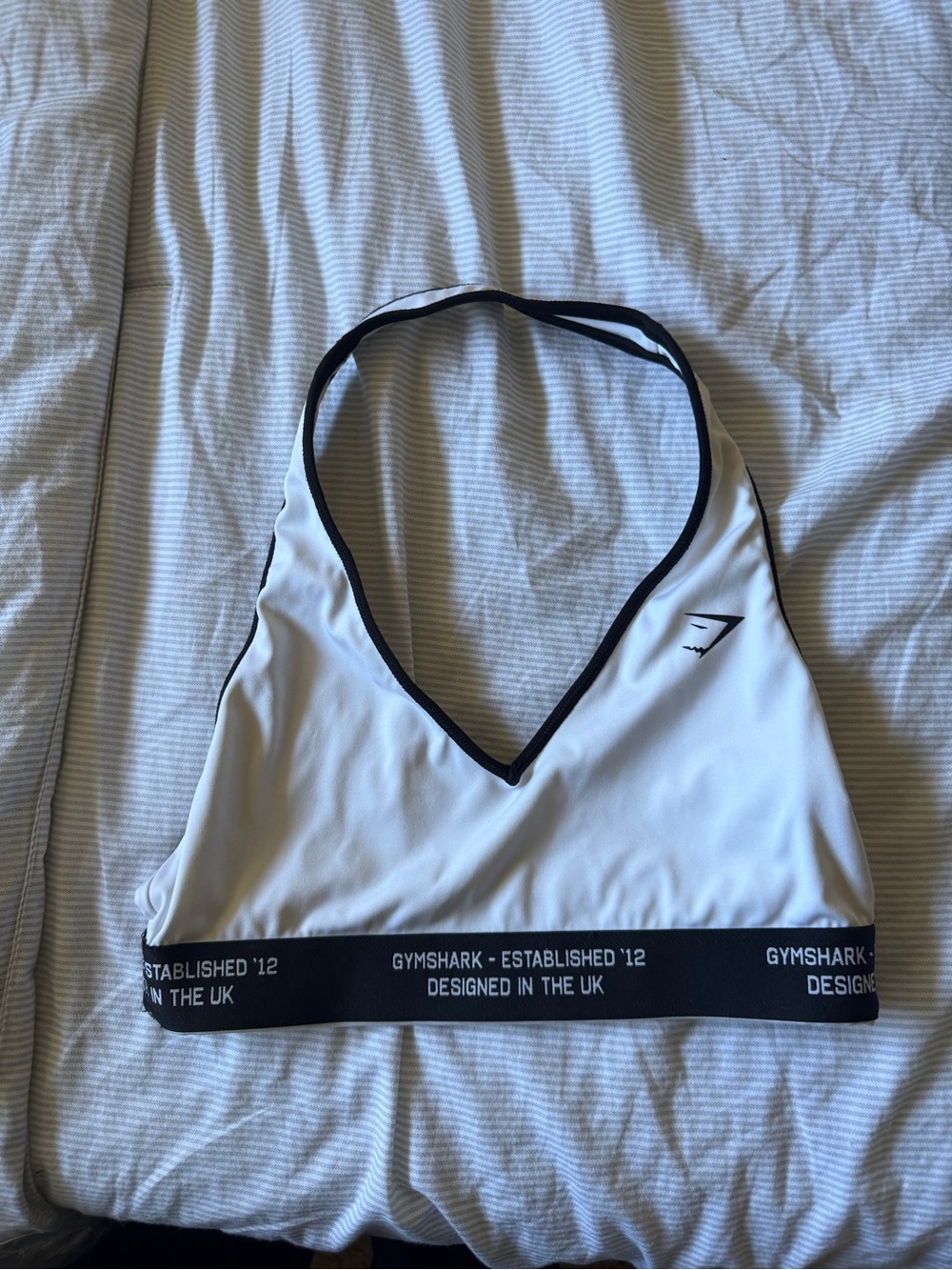Gymshark White Sports Bra with Black Trim Racerback - Picture 3 of 5